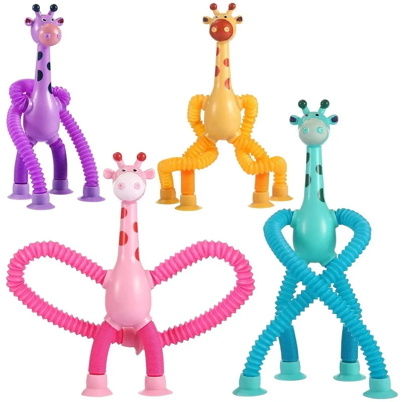 Pop Tubes Stress Relief Telescopic Giraffe Fidget Sensory Bellows Anti-stress Squeeze Toy