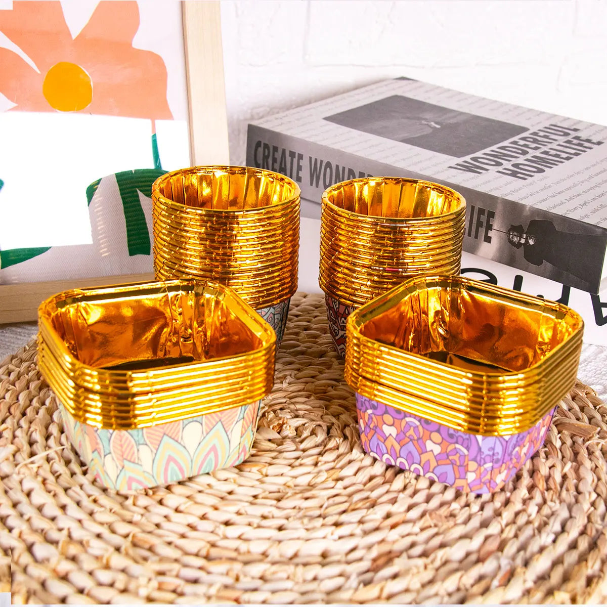 50pcs Gold Cupcake Liners