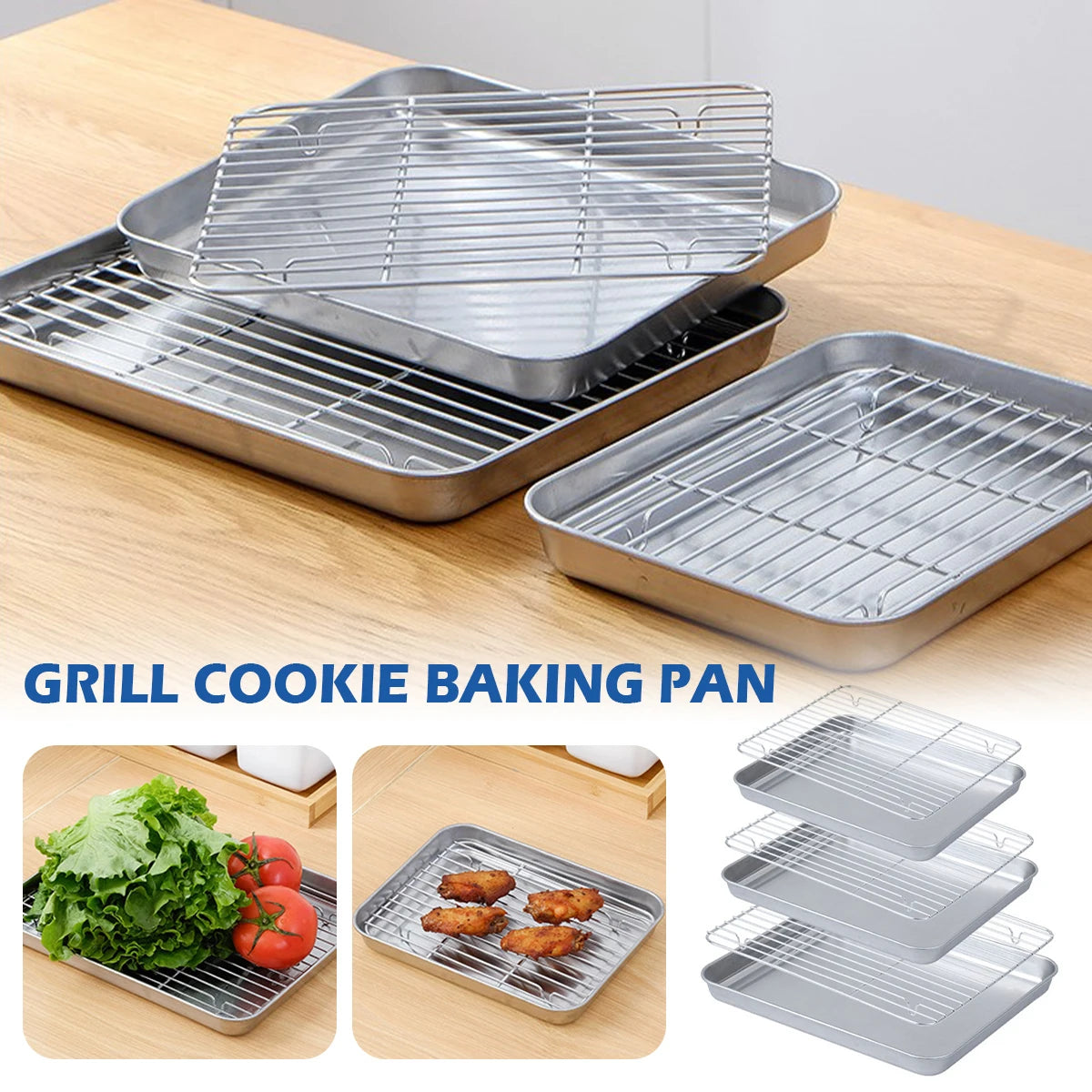 Stainless Steel Baking Pan Tray With Wire Rack