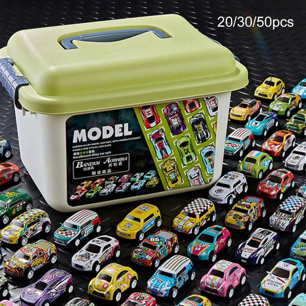 20 Mini Alloy Car Model Set with Storage Box