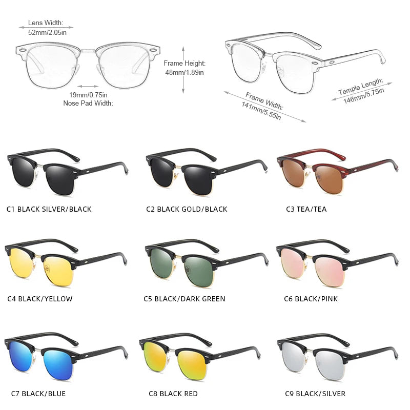 Classic Half Frame Polarized Sunglasses