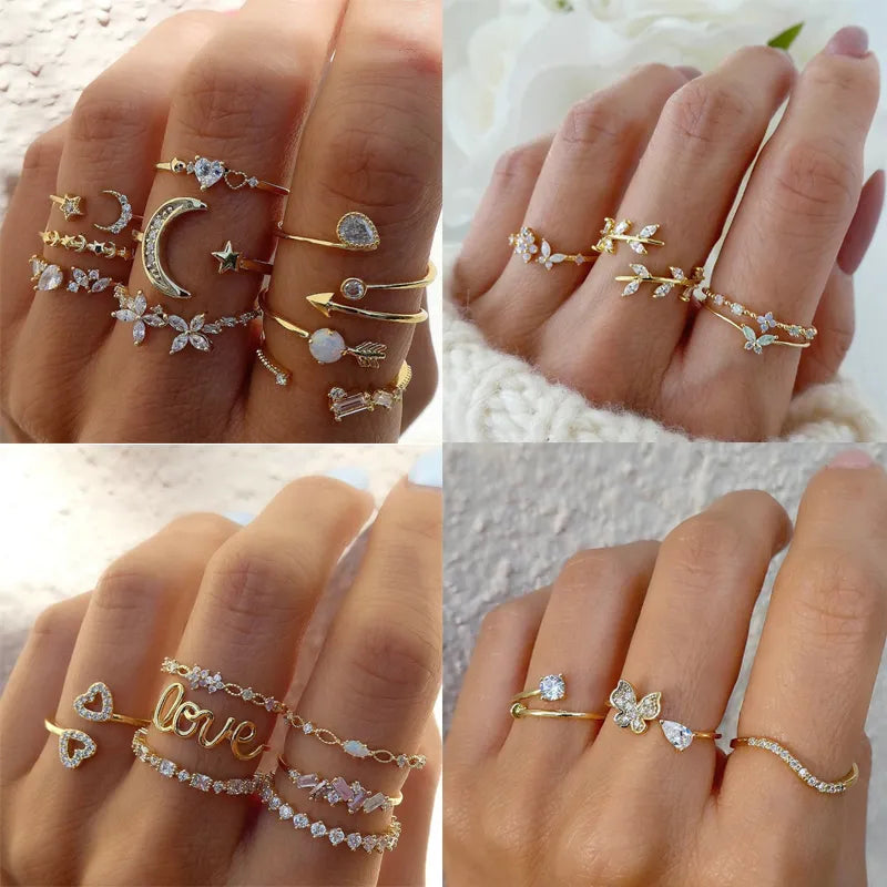 Gold Color Rings Set