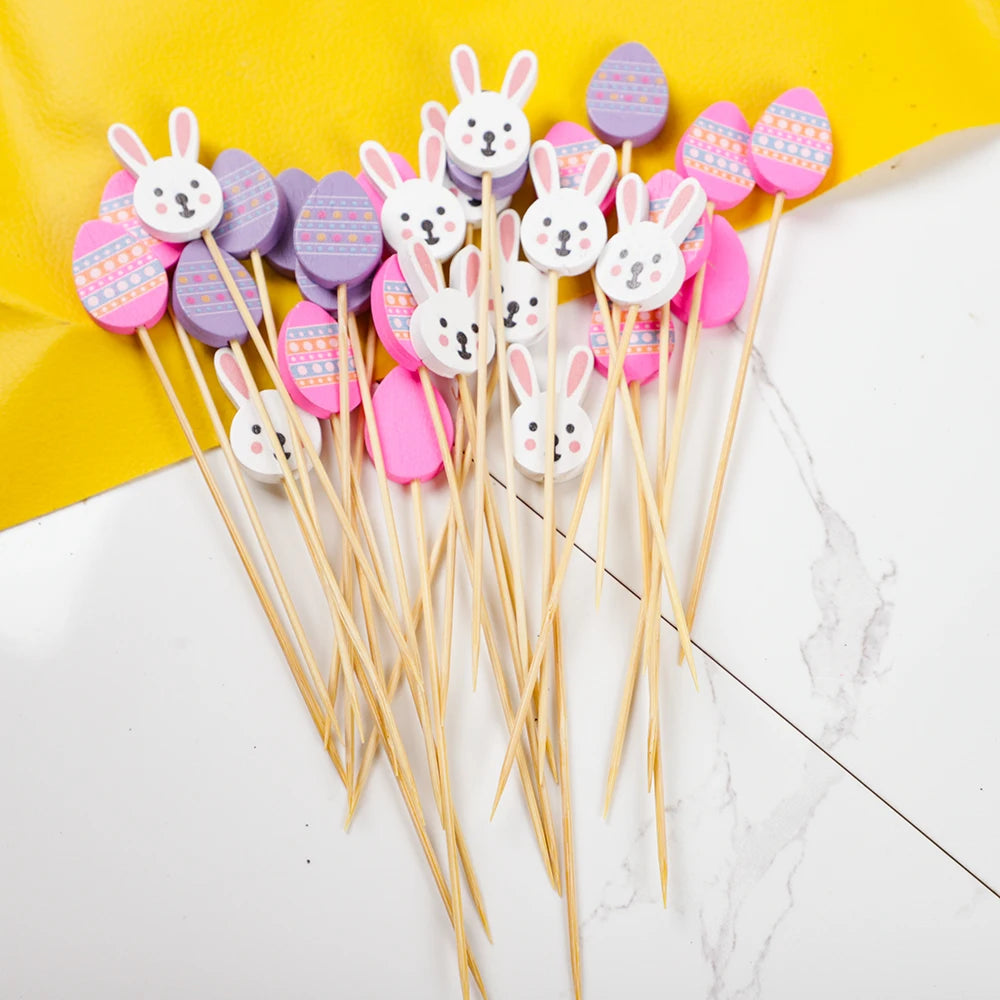 50/100Pcs Easter Disposable Bamboo Skewer