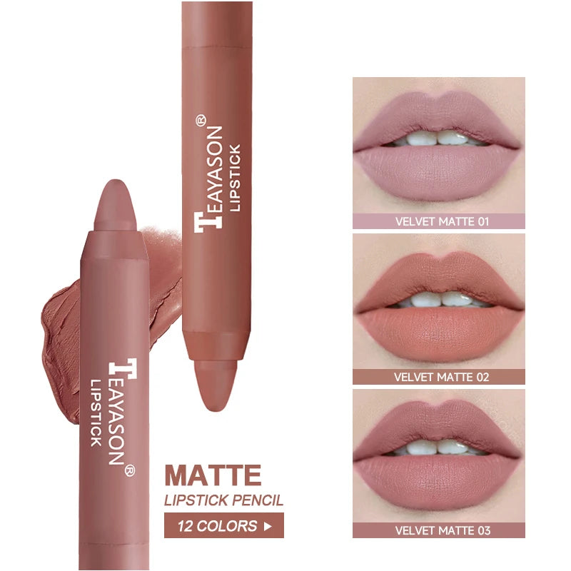 12 Colors Matte Lipstick Waterproof Velvet Nude Lipstick