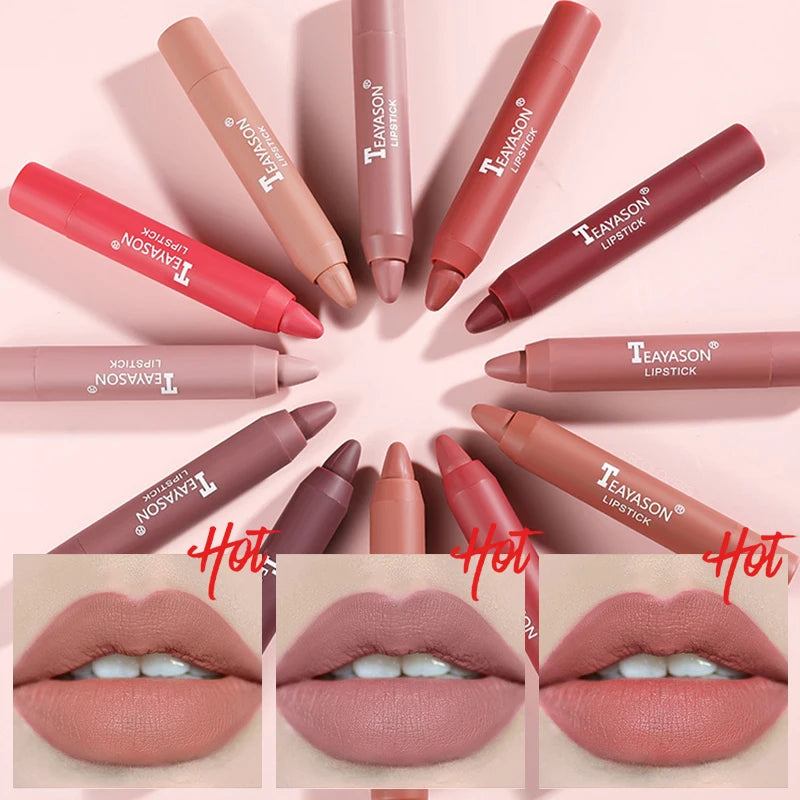 12 Colors Matte Lipstick Waterproof Velvet Nude Lipstick