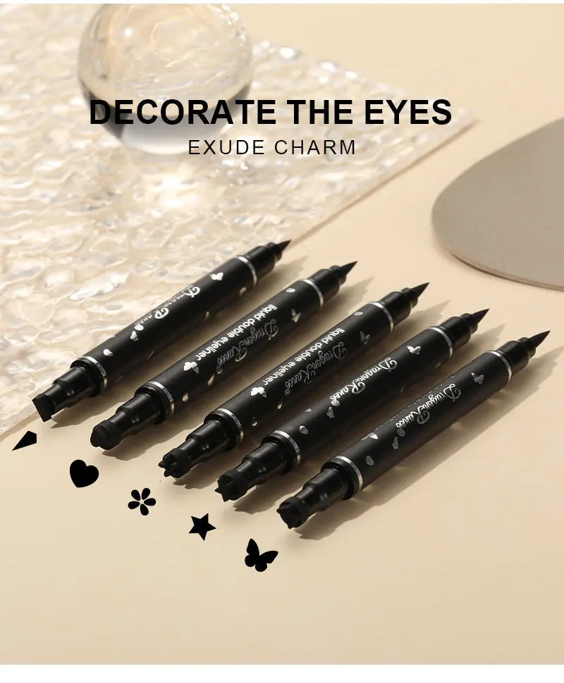 Double Head Waterproof Liquid Eyeliner Moon Star Heart Shapes stamps