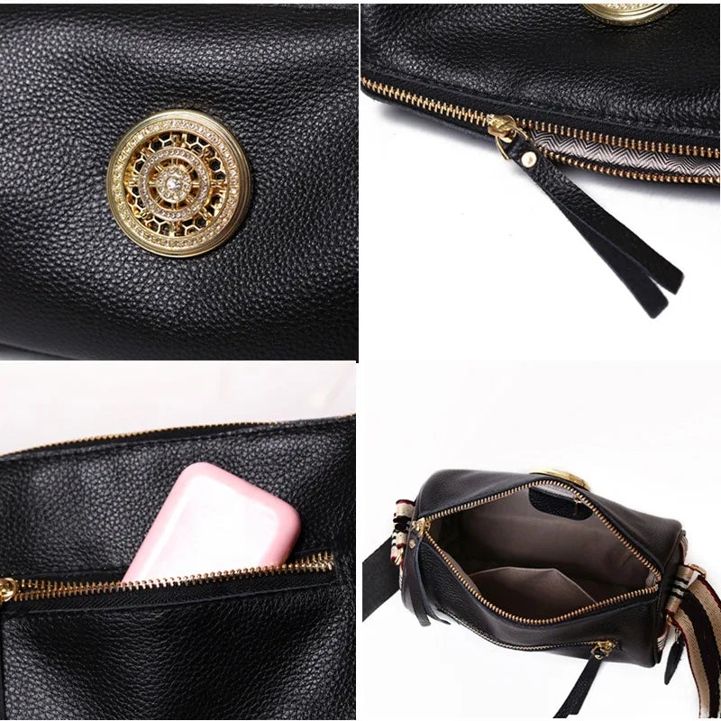 Genuine Leather Handbags  Rotating metal lock