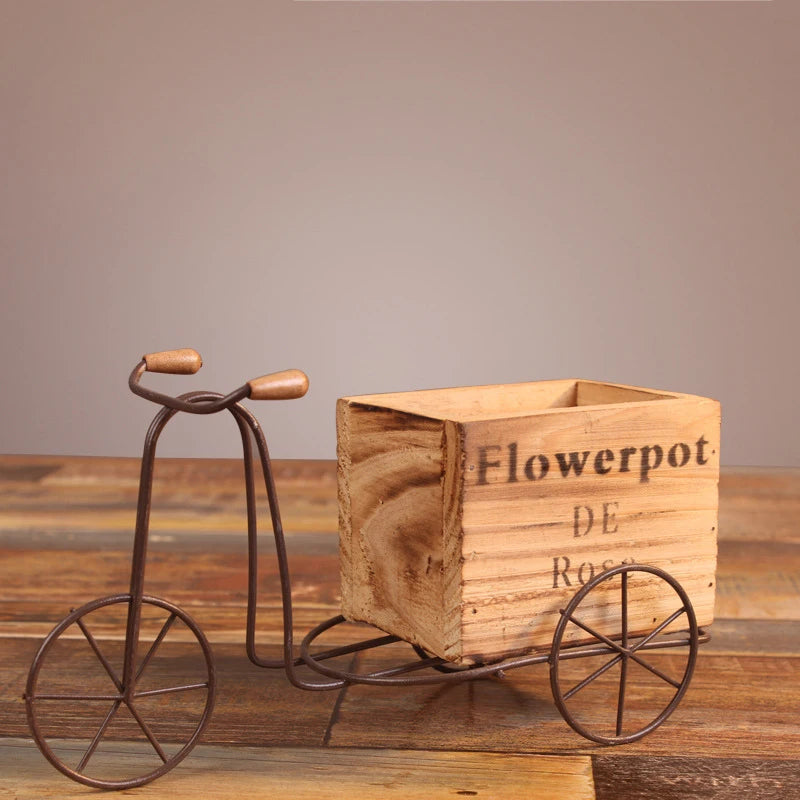 Flower Pot Wooden Bicycle Shaped