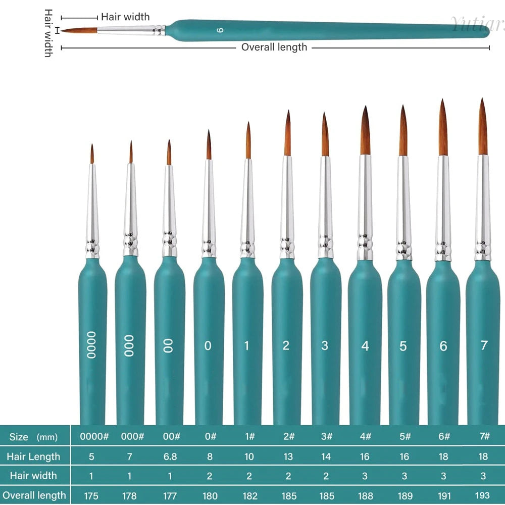 11pcs Miniature Paint Brushes