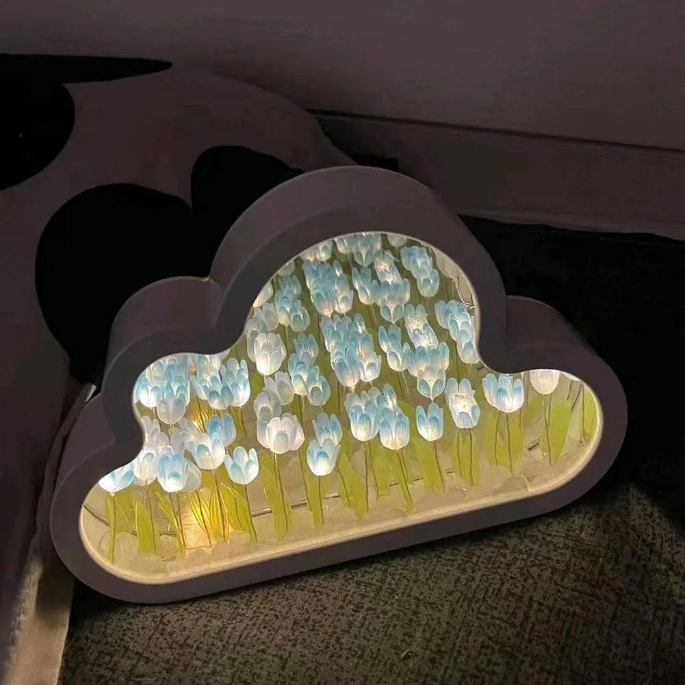 DIY Cloud Tulip LED Night Light Mirror Table Lamps