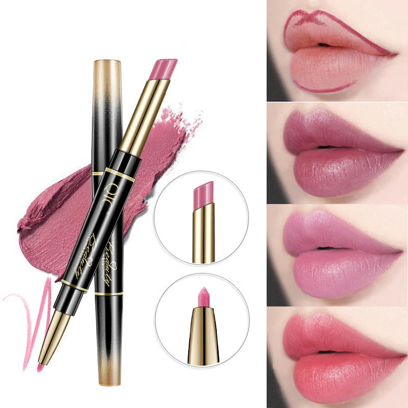 2 IN 1 Lip Liner Waterproof Matte Lipstick Pencil