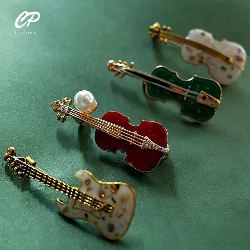 Fashion Musical Instruments  Guitar Violin  Brooch Pin