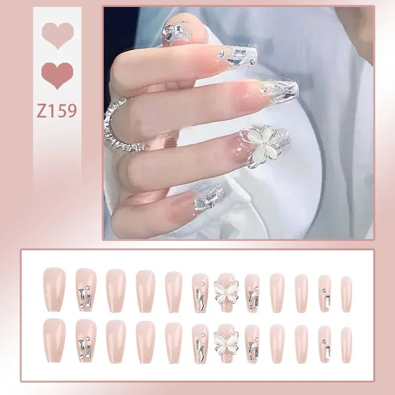 24pcs/box Fake Nails Press on Reusable nails