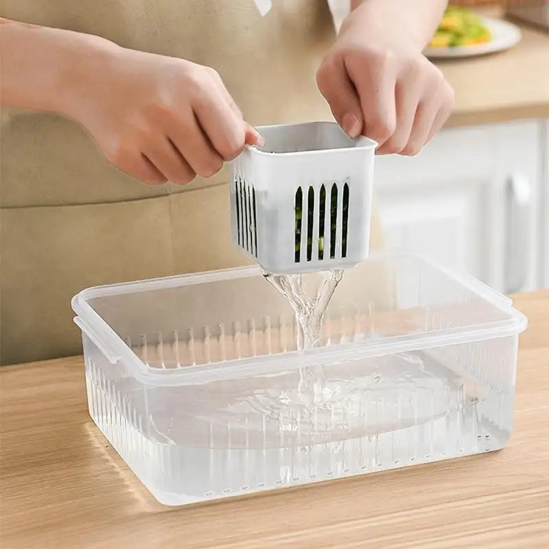 Refrigerator Storage Box 4/6 Grid Food Vegetable Fruit Storage Box Fridge Organizer