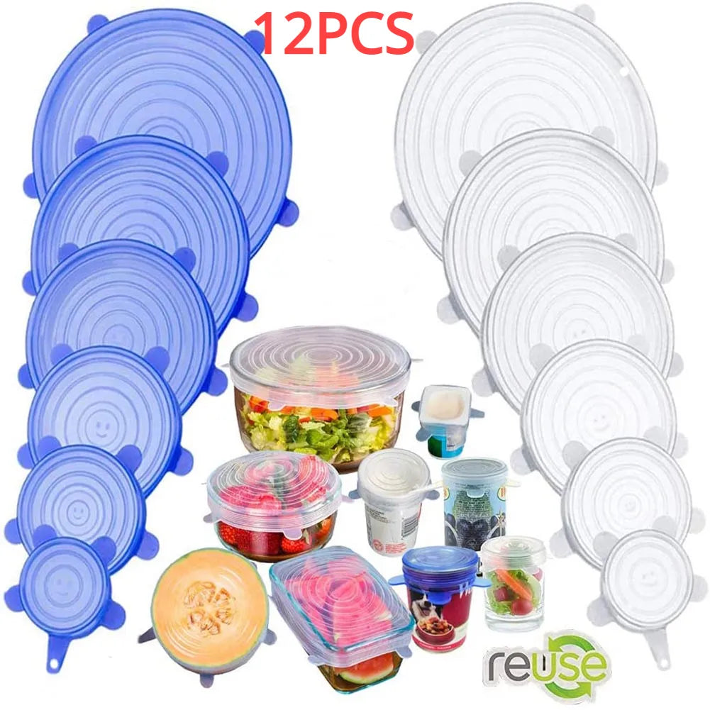 12PCS Silicone Cover Stretch Lids