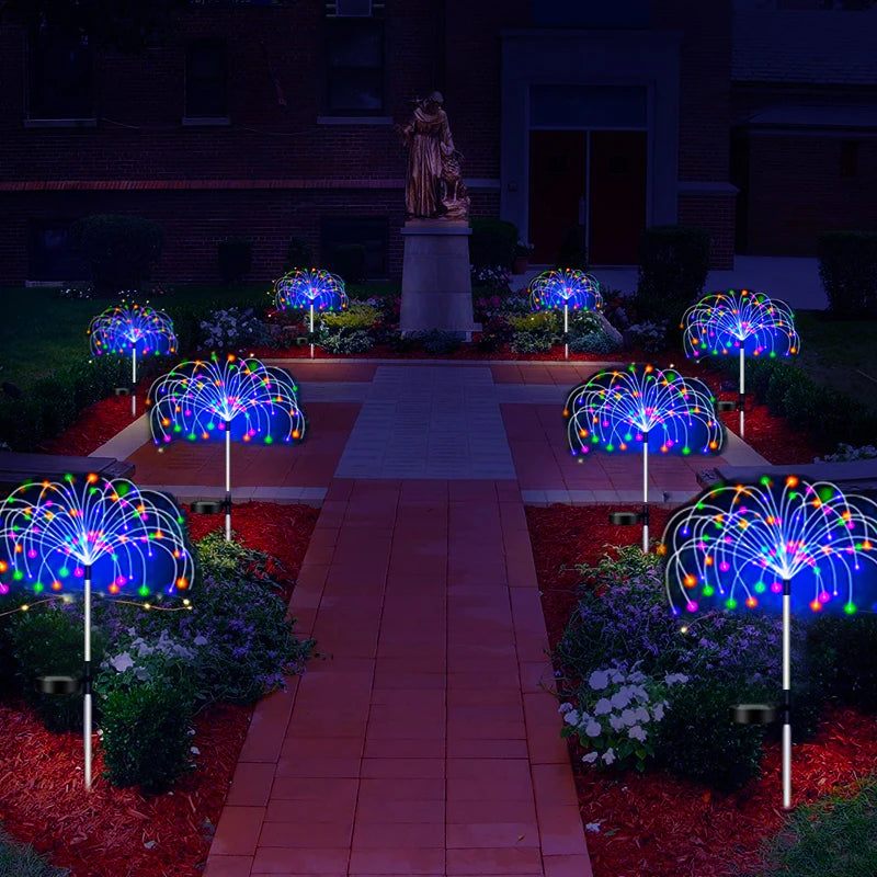 amazing Solar LED Firework Fairy Lights Outdoor Waterproof Garden Decoration