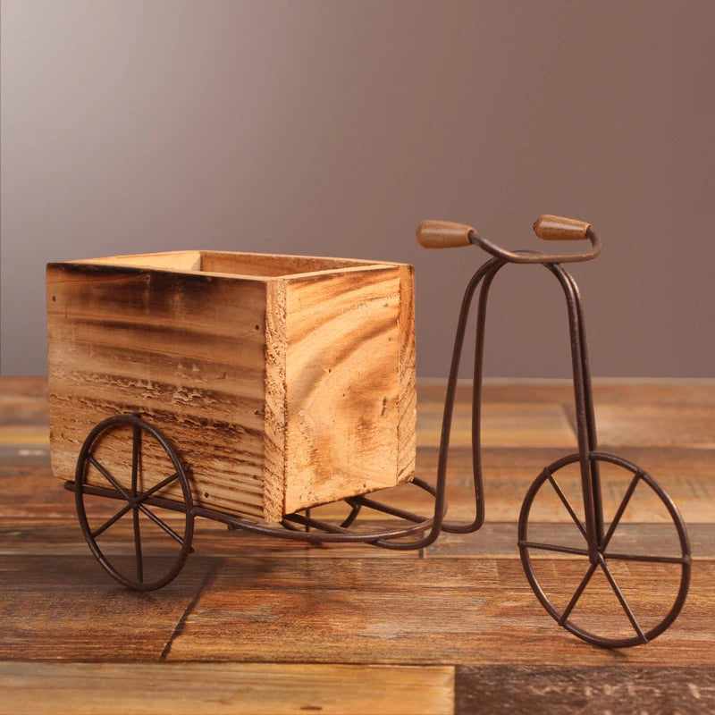 Flower Pot Wooden Bicycle Shaped