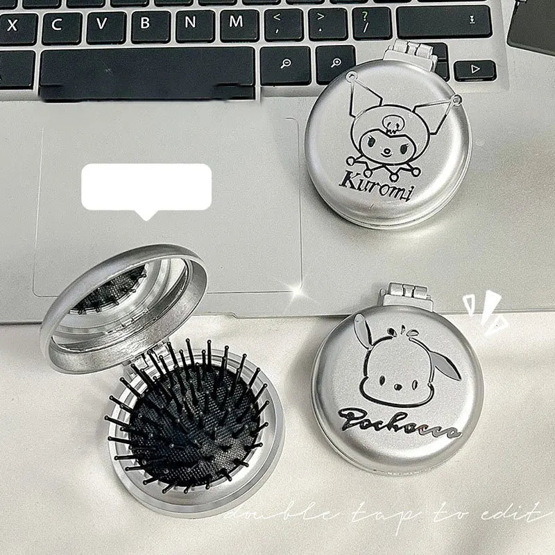 1Pcs Hello Kitty Sanrio Folding Hair Comb With Mirror