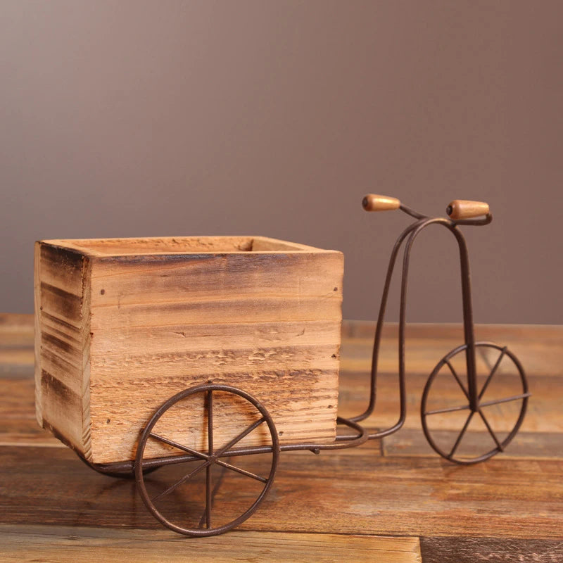 Flower Pot Wooden Bicycle Shaped