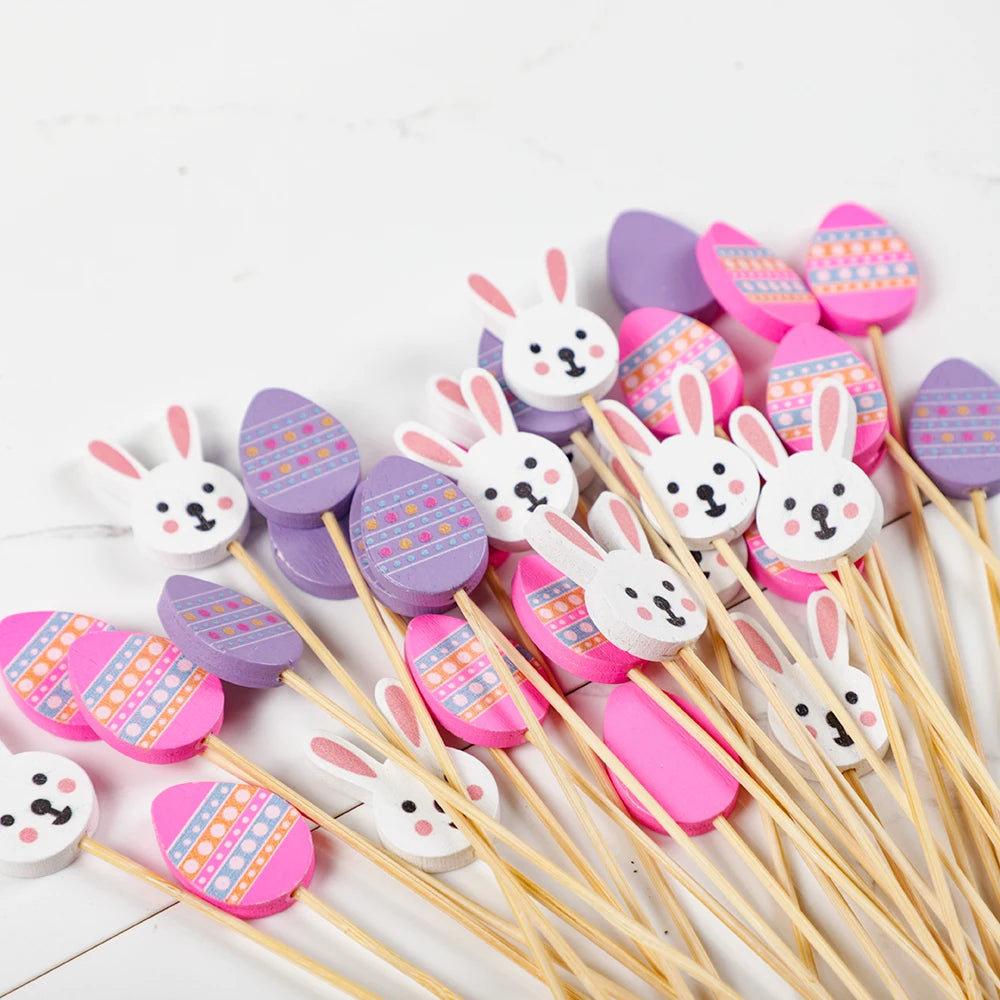 50/100Pcs Easter Disposable Bamboo Skewer