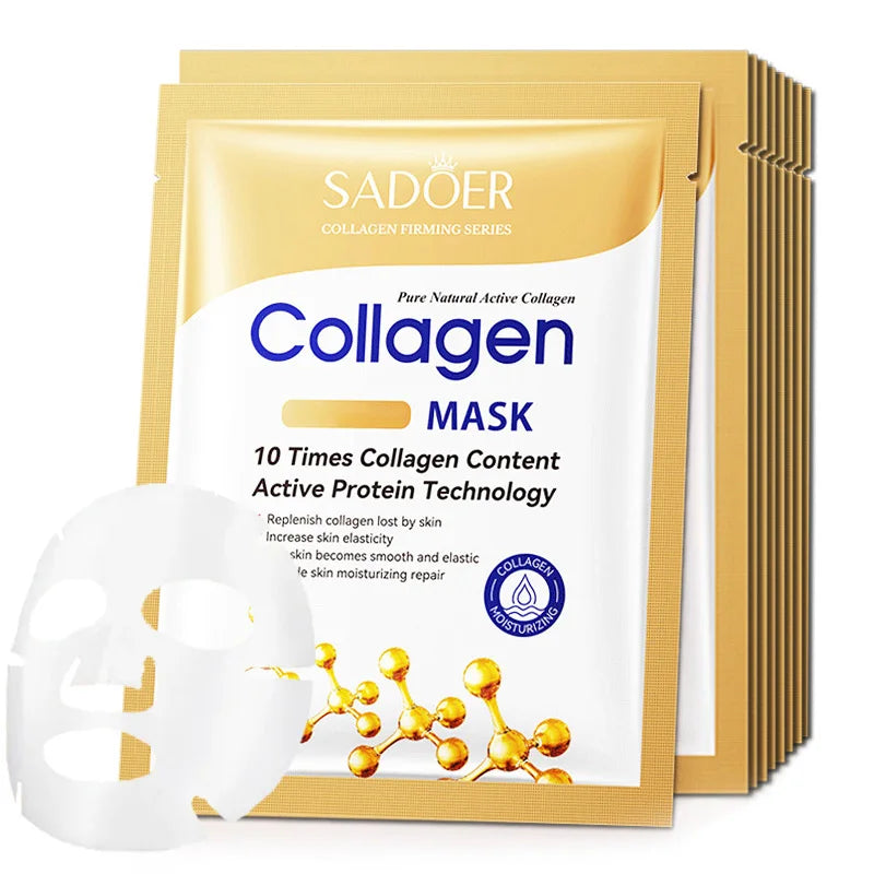 10pcs Collagen Face Mask Moisturizing Firming Hydrating Brightening skincare Face Sheet