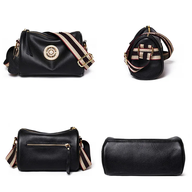 Genuine Leather Handbags  Rotating metal lock