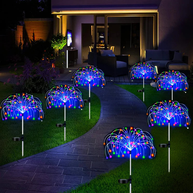 amazing Solar LED Firework Fairy Lights Outdoor Waterproof Garden Decoration