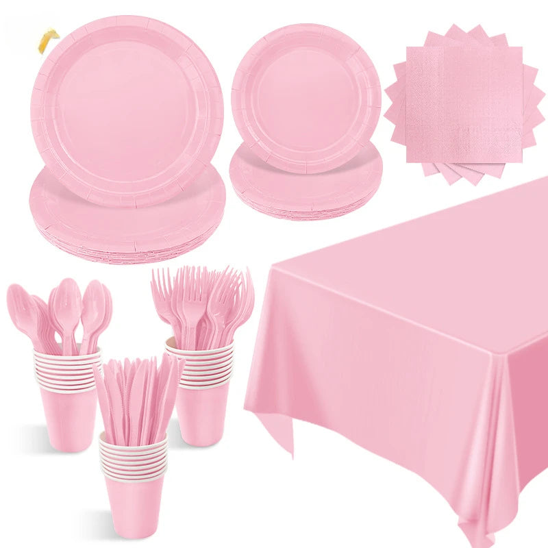 Party Set Light Pink Disposable Tableware