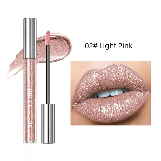 QIBEST shimmer lip gloss beauty girl diamond glitter lip tint