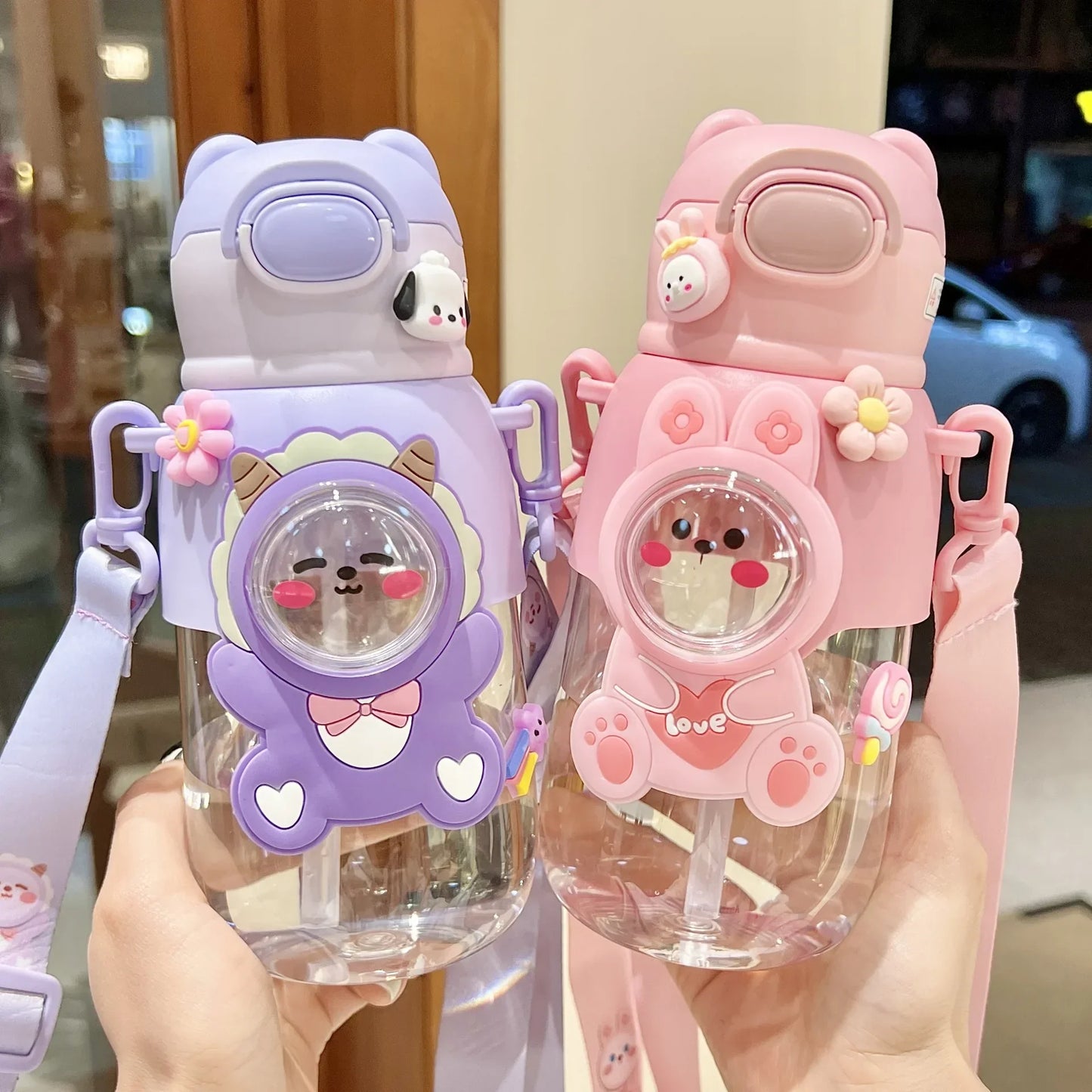 Cute Kids Water Bottle with Straw for Girls