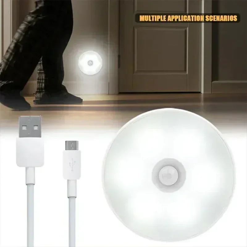 Motion Sensor LED Night Light USB Rechargeable Night Lamp