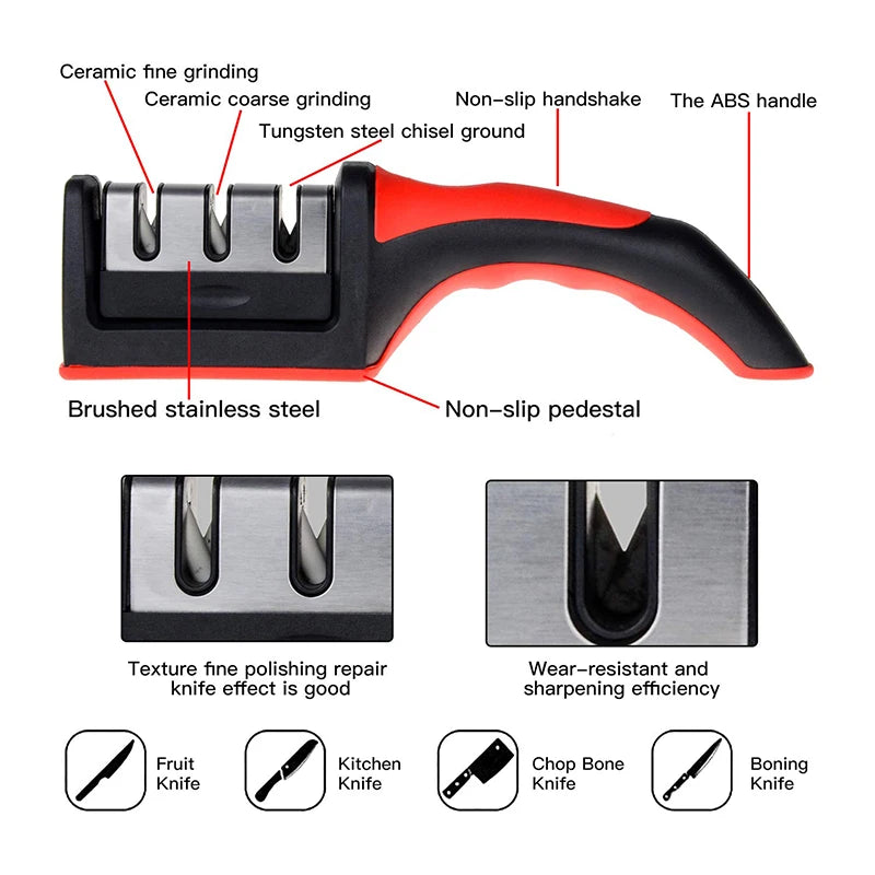 Knife Sharpener Handheld Multi-function 3 Stages