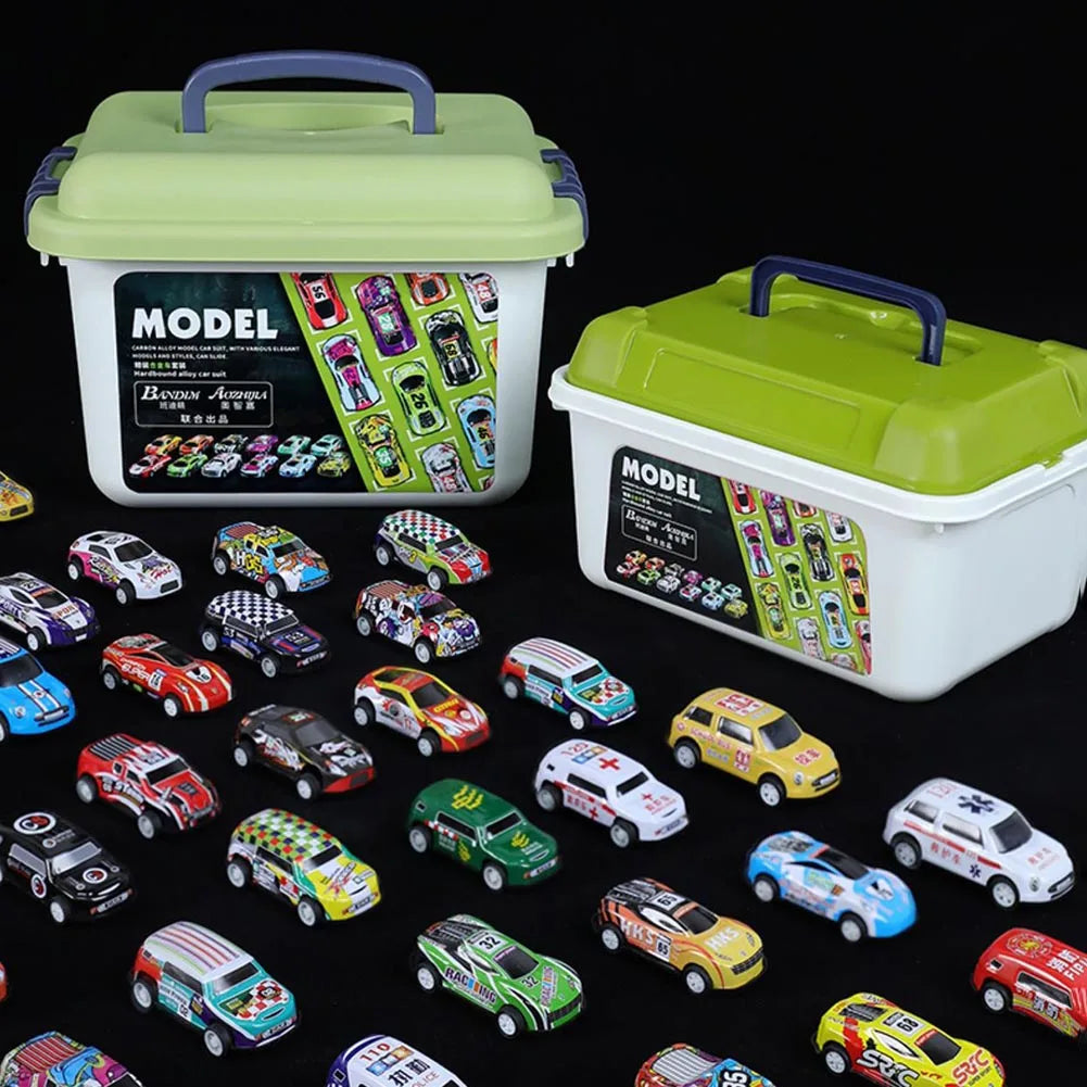 20 Mini Alloy Car Model Set with Storage Box