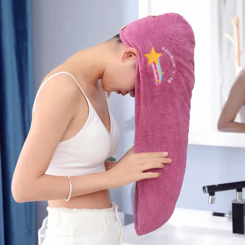 Women Soft Microfiber Towels Shower Cap