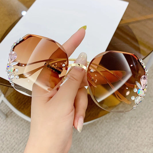 Luxury Fashion Oversized Rimless Sunglasses