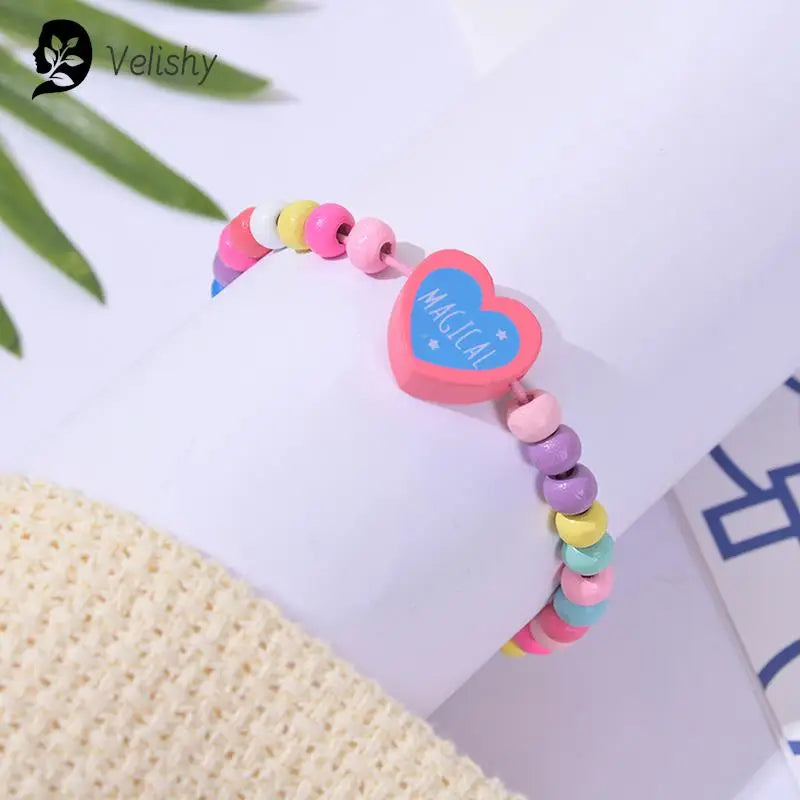 12Pcs/Pack Children Wooden Beads Bracelet