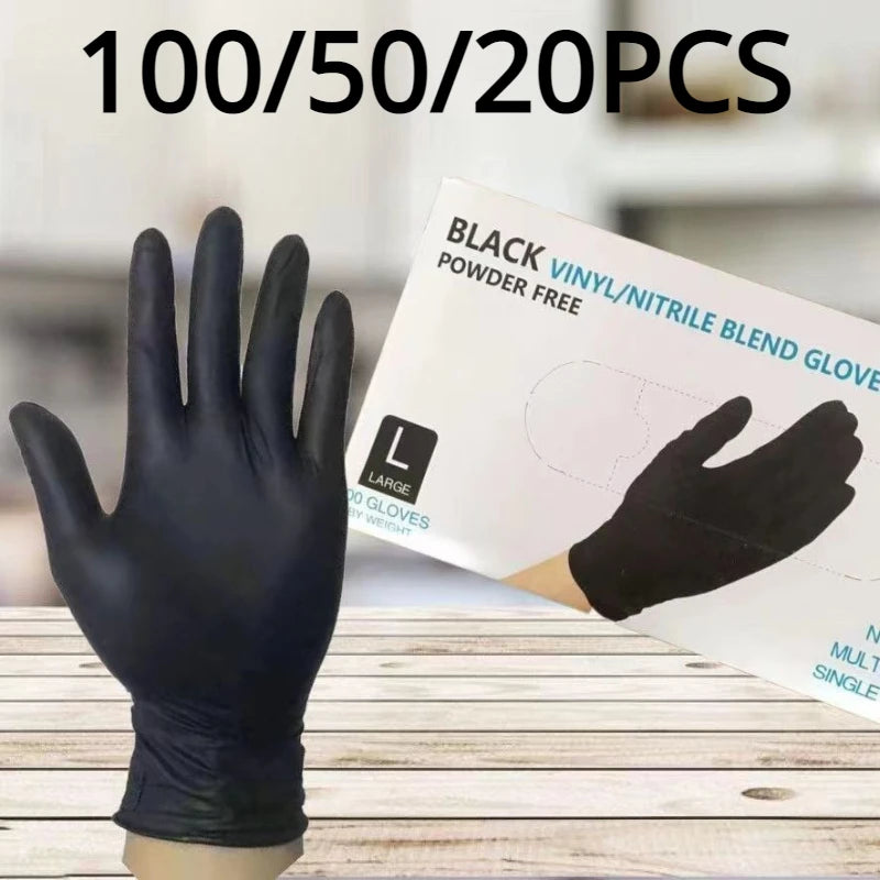 20/50/100PCS Black Nitrile Gloves