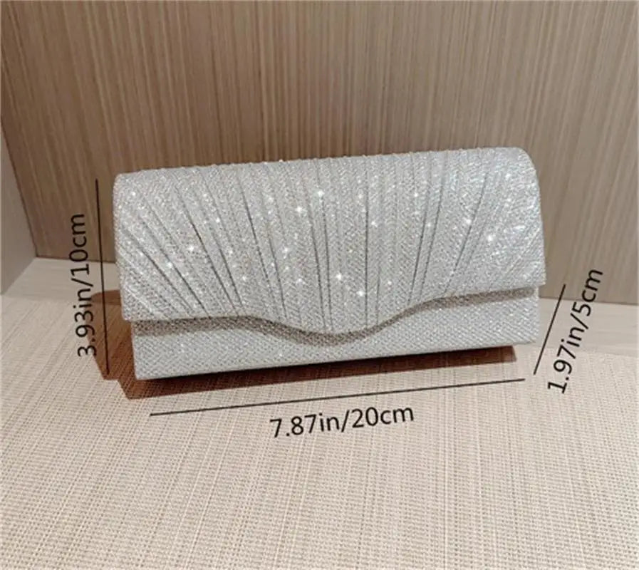 Ladies Glitter Silver Clutch Bag