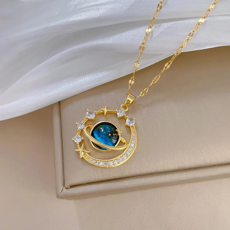 Exquisite Starry Sky Planet Light Gorgeous Necklace