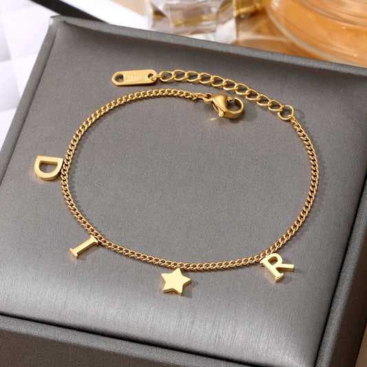 Star Pendant Bracelet Woman Simple Vintage Stainless Steel Bracelet