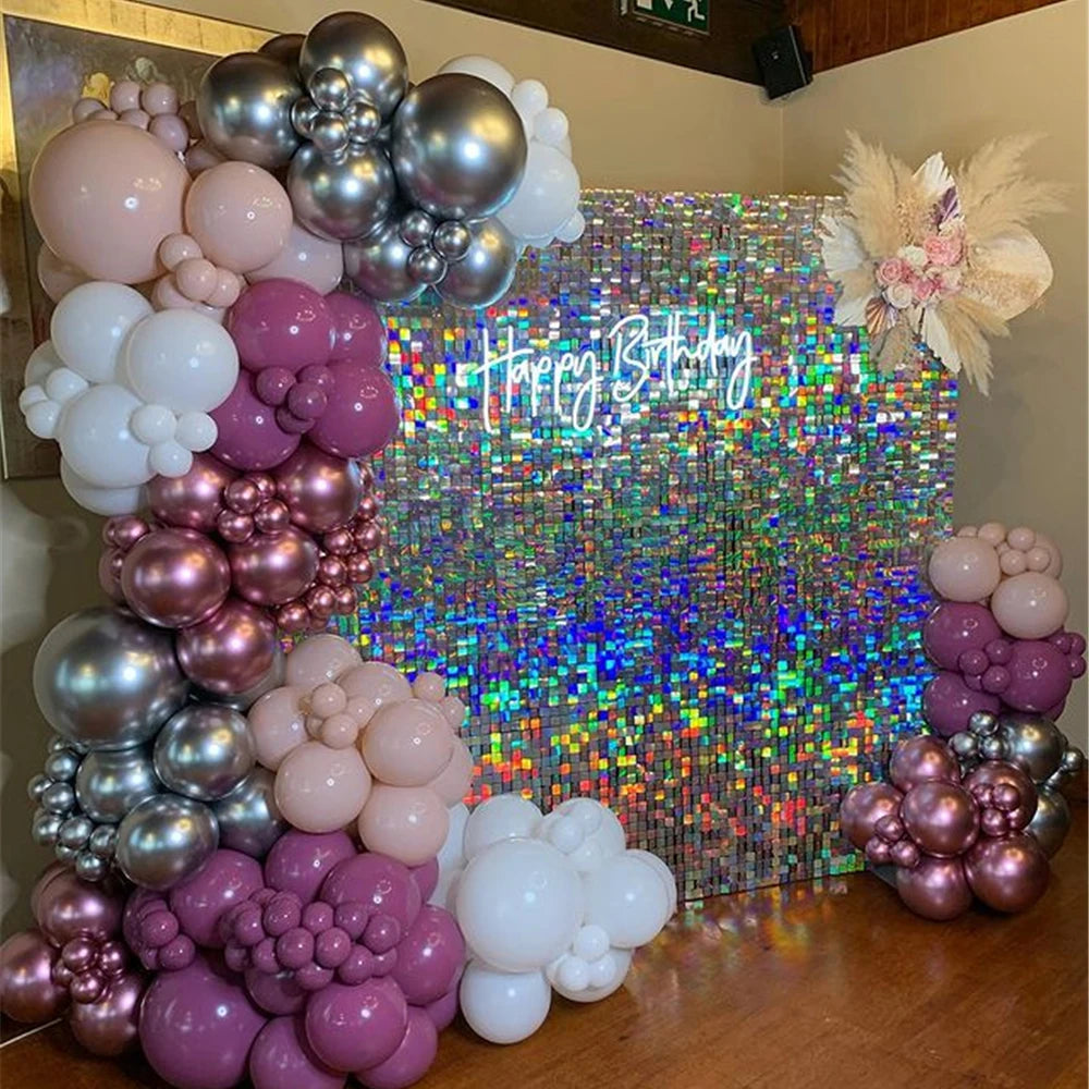 Fantastic 90x180cm Shimmer Wall Backdrop 18Pcs Iridescent Silver Sequin Shimer Wall Panels