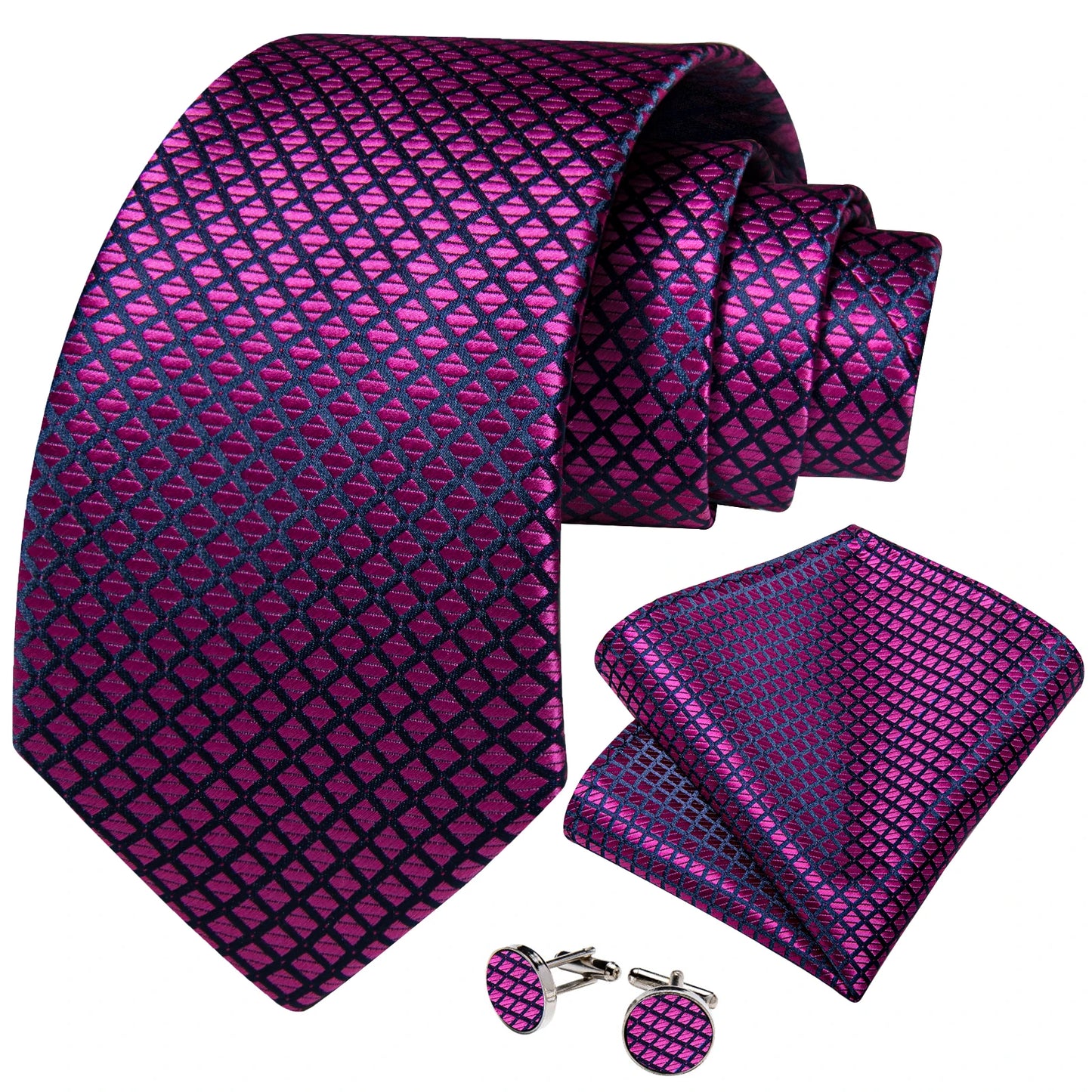 New Purple Plaid Solid Men's Silk Ties