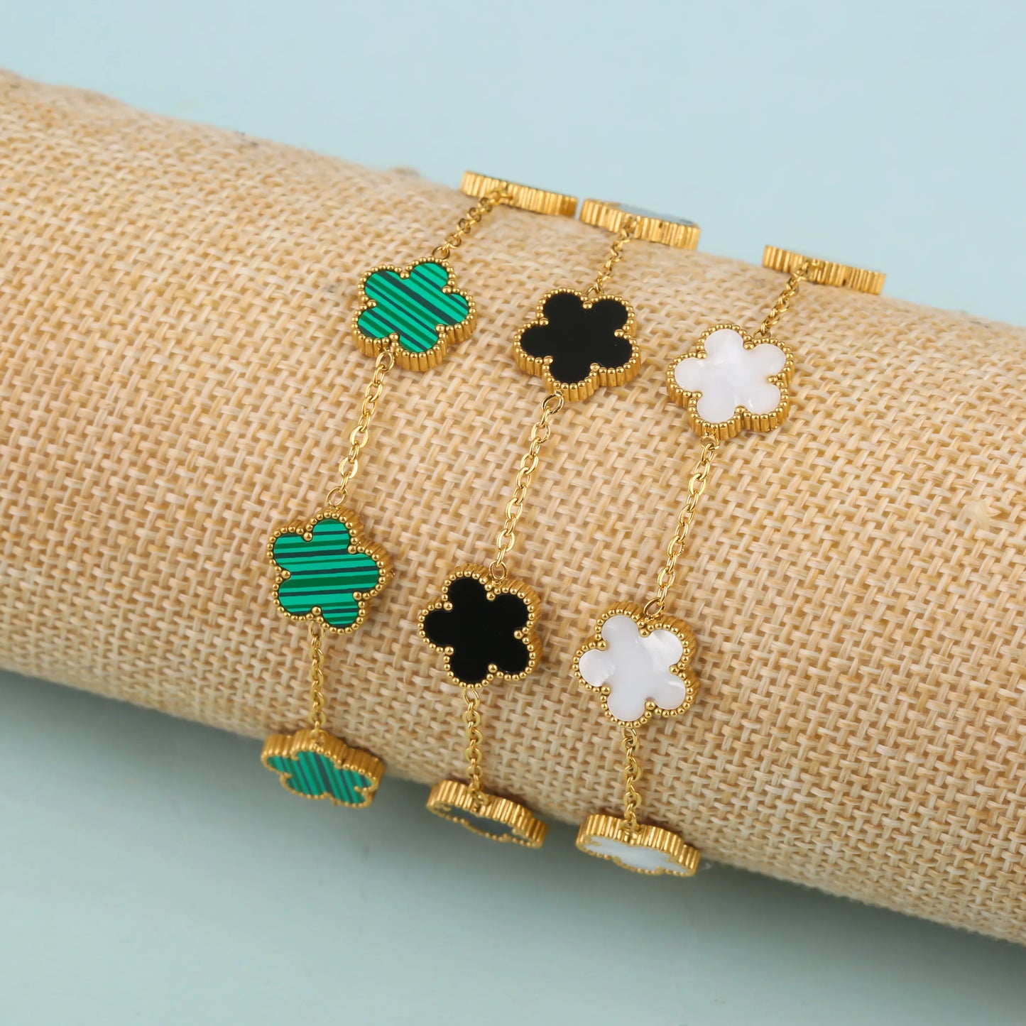 Adjustable New Design Gold Plated Stainless Steel Flower Bracelet