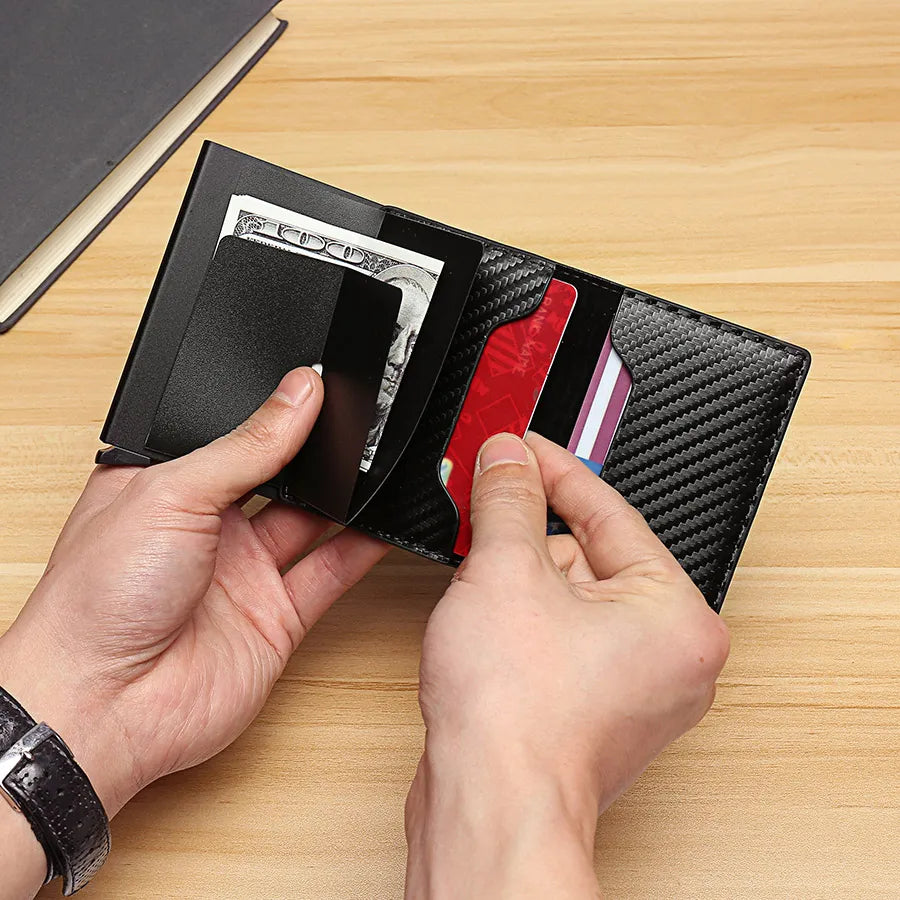 Carbon Fiber Slim Aluminum Men Wallet ID Credit Card