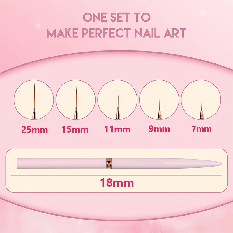 5 Pcs Nail Art Liner Brushes Set