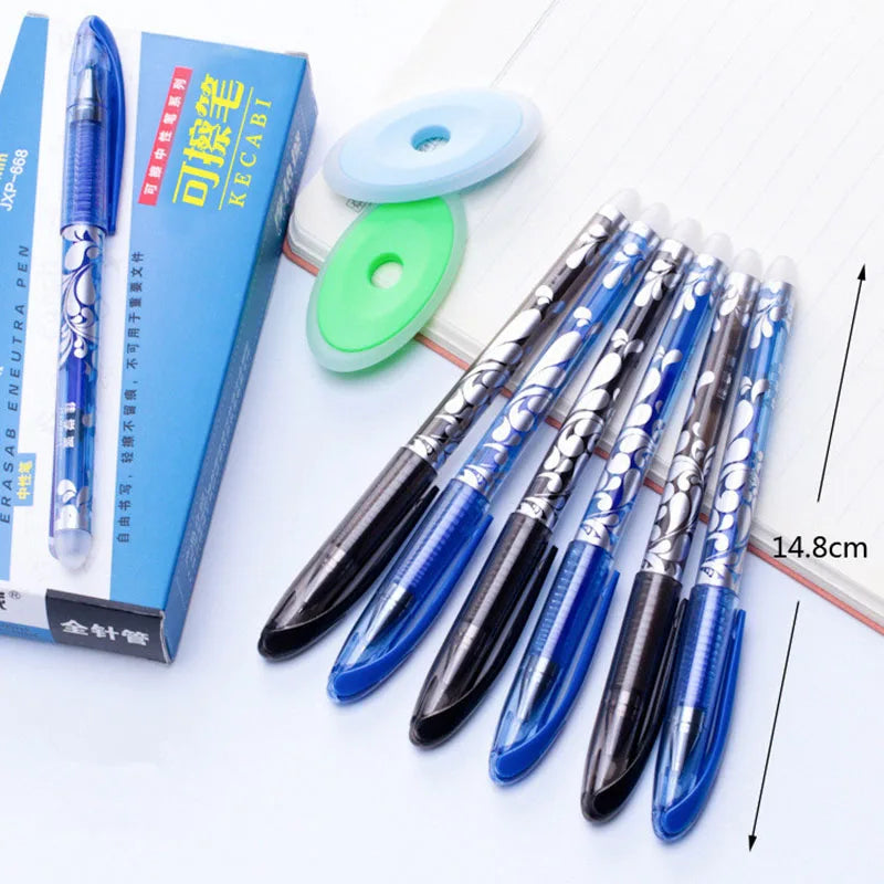 57Pcs/Set Erasable Gel Pens Black Blue Refill Rod 0.5mm Ballpoint Pen