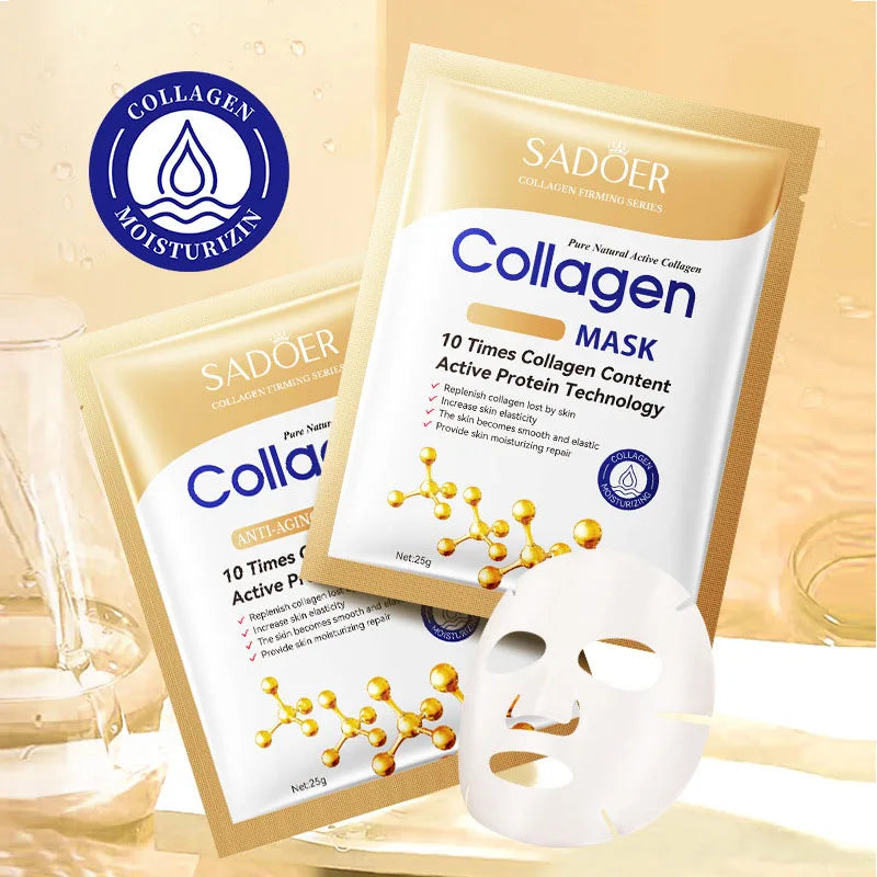 10pcs Collagen Face Mask Moisturizing Firming Hydrating Brightening skincare Face Sheet