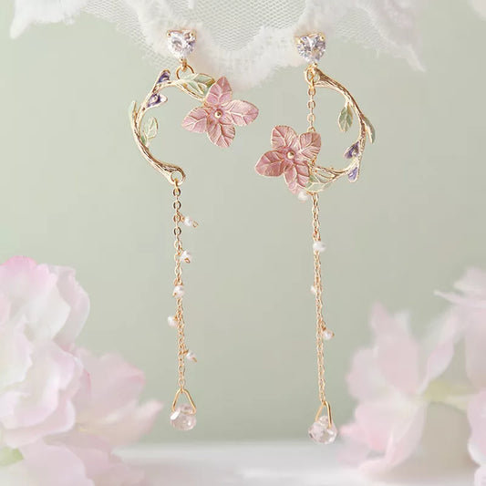 Flower Asymmetrical Dangle Earrings